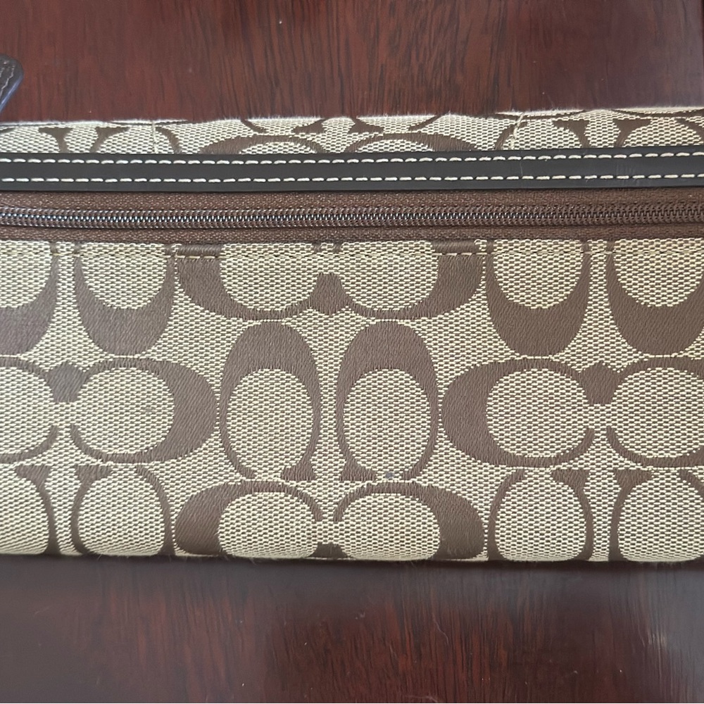 Coach Signature Canvas Wallet with Brown Leather - Picture 2 of 4